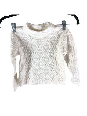 Tucker & Tate Toddler Sweater Cable Knit Crew Neck White 3